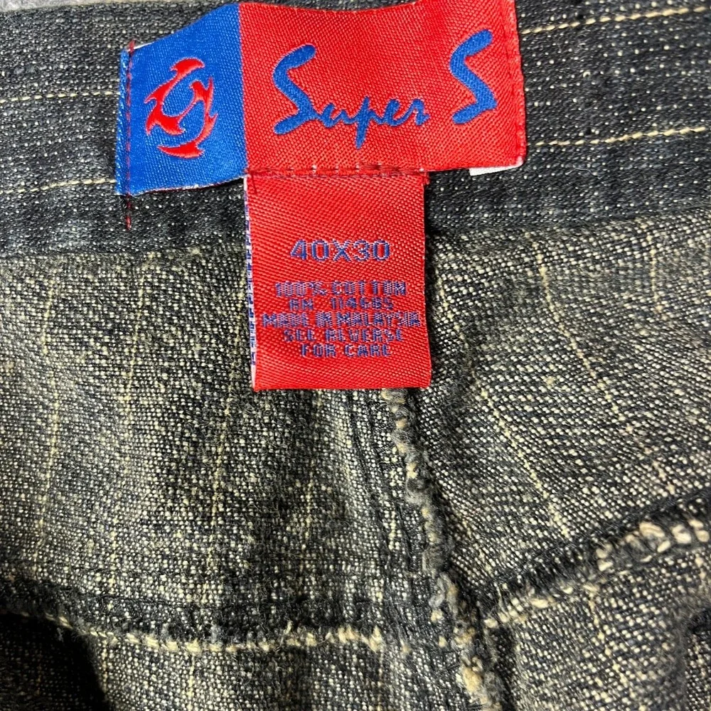 VTG Deadstock Y2K Super S Jeans Men's Denim Hickory Pinstripe‎ Straight - 39X29